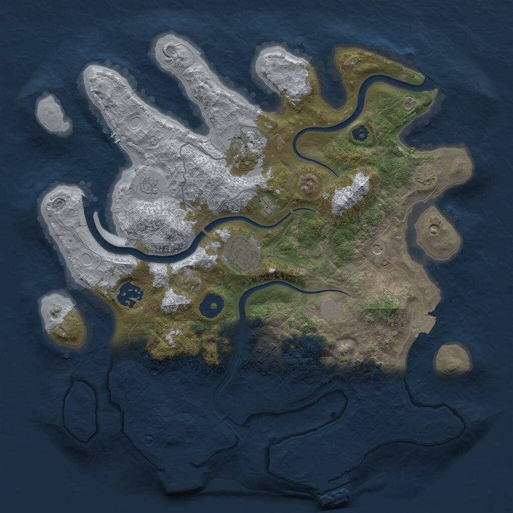 Rust Map: Procedural Map, Size: 3200, Seed: 54873, 10 Monuments