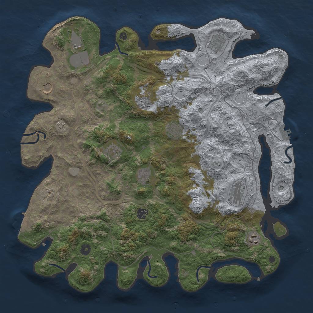 Rust Map: Procedural Map, Size: 4250, Seed: 1722381657, 20 Monuments