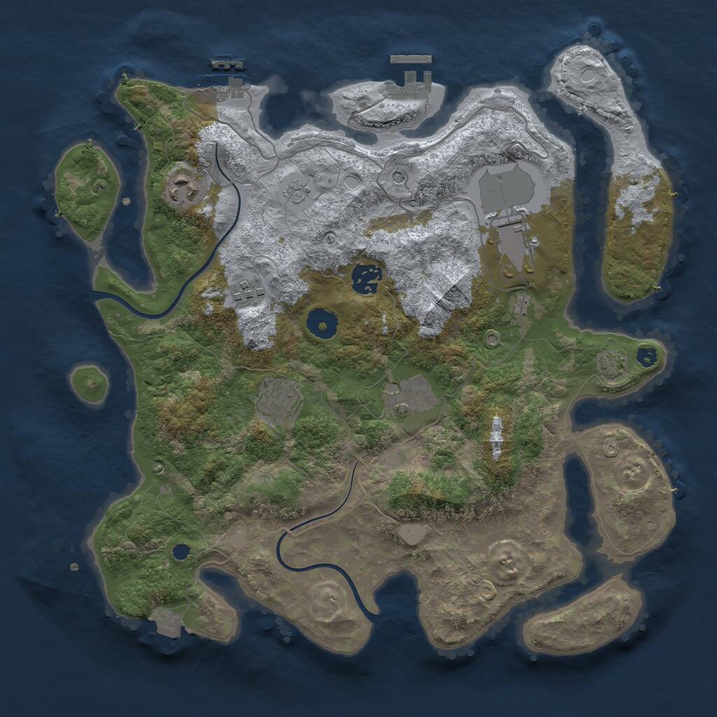 Rust Map: Procedural Map, Size: 3500, Seed: 34234, 12 Monuments