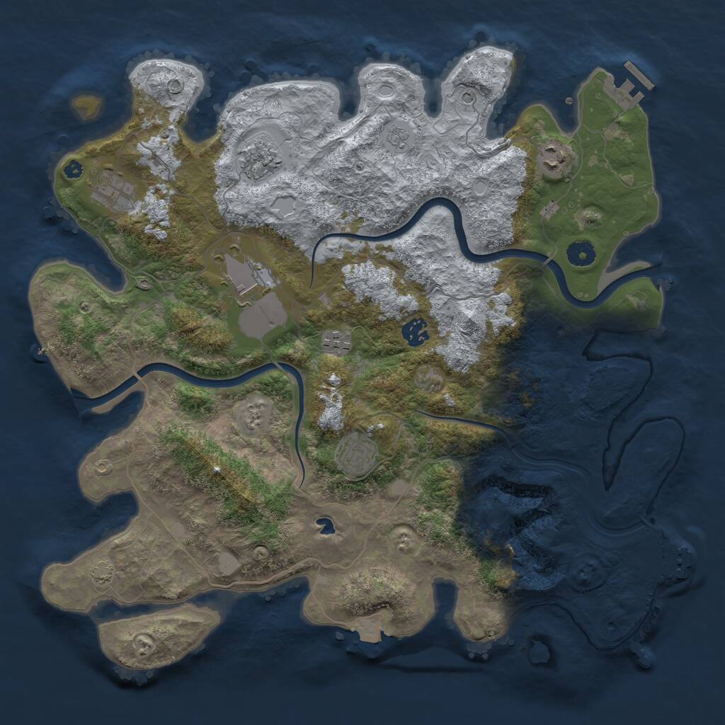 Rust Map: Procedural Map, Size: 4000, Seed: 314239110, 13 Monuments