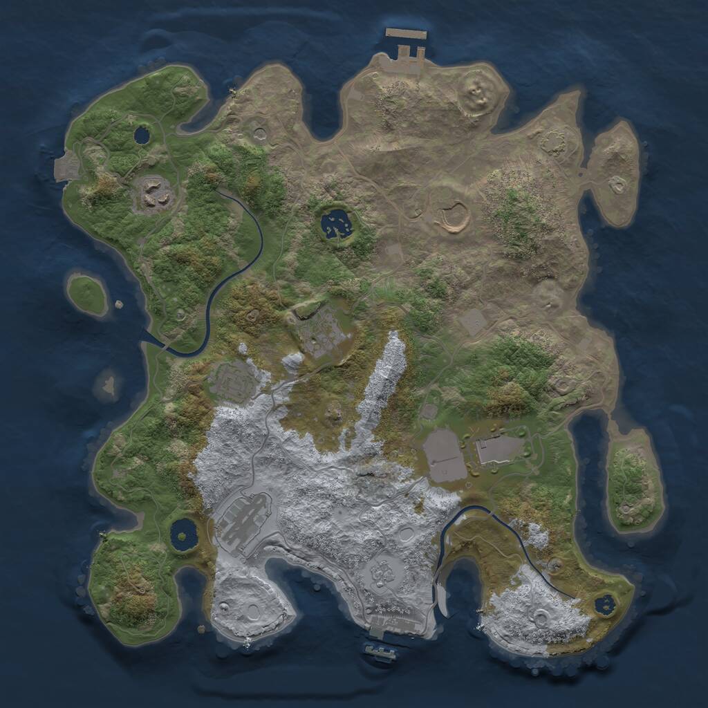 Rust Map: Procedural Map, Size: 3500, Seed: 2866, 13 Monuments