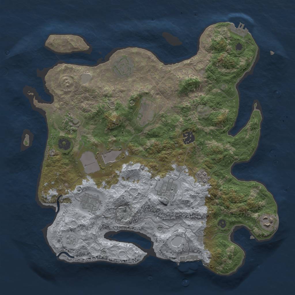 Rust Map: Procedural Map, Size: 3530, Seed: 30000, 18 Monuments