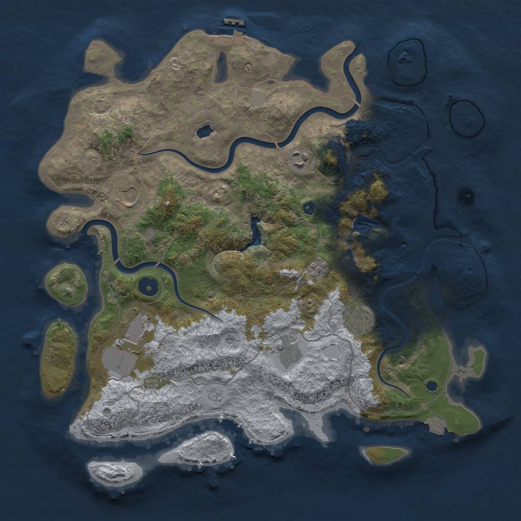 Rust Map: Procedural Map, Size: 4000, Seed: 16572, 11 Monuments