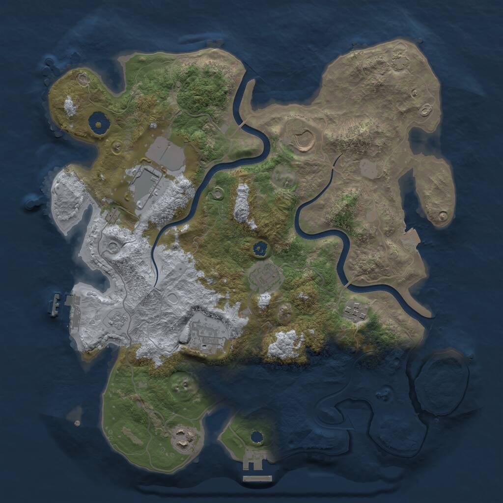 Rust Map: Procedural Map, Size: 3500, Seed: 14235114, 12 Monuments