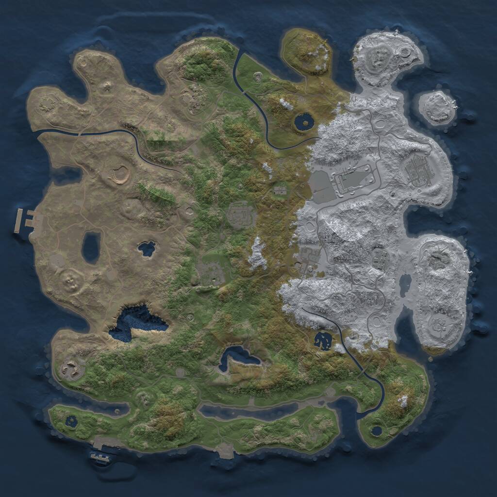 Rust Map: Procedural Map, Size: 4050, Seed: 133057321, 16 Monuments
