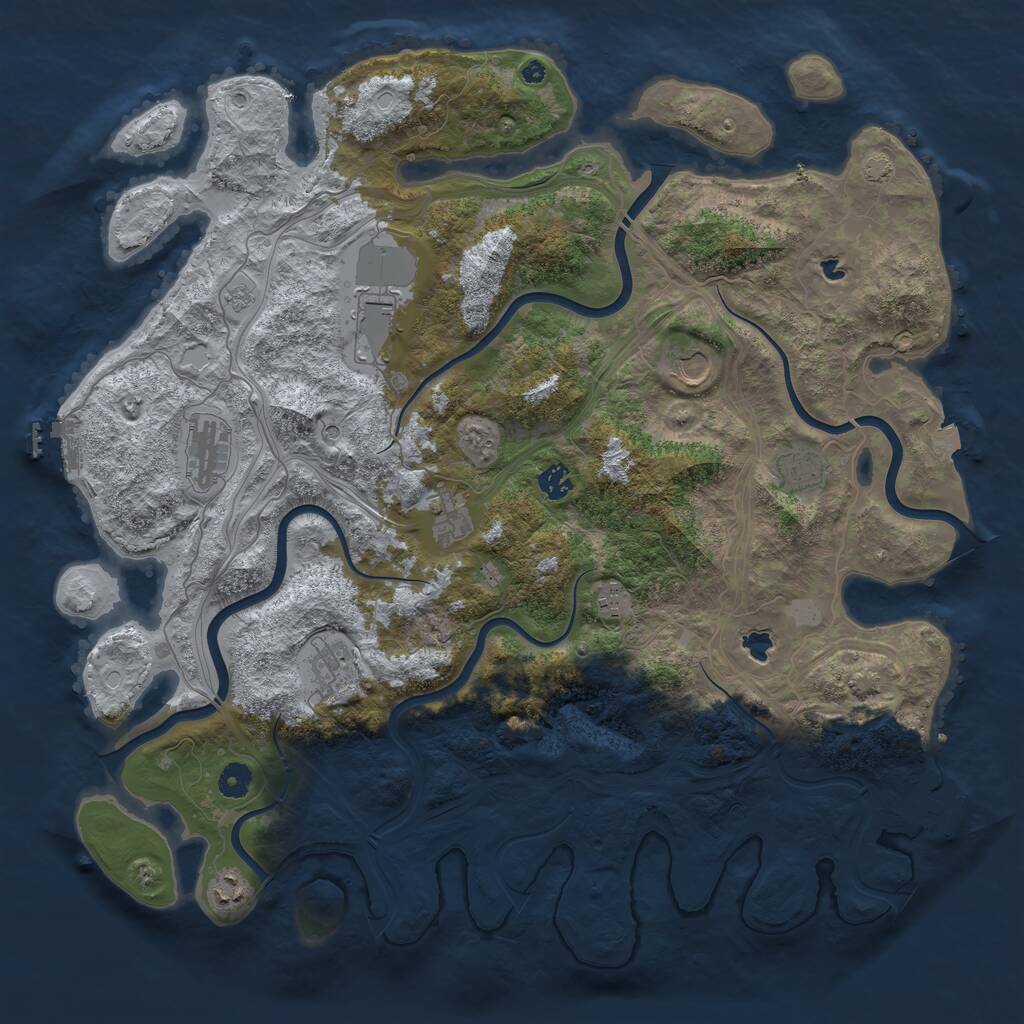 Rust Map: Procedural Map, Size: 4500, Seed: 118459373, 15 Monuments