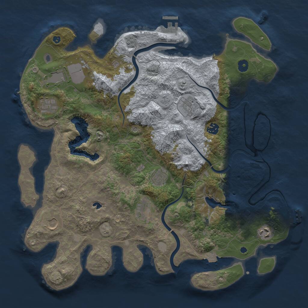 Rust Map: Procedural Map, Size: 4000, Seed: 1029384, 15 Monuments