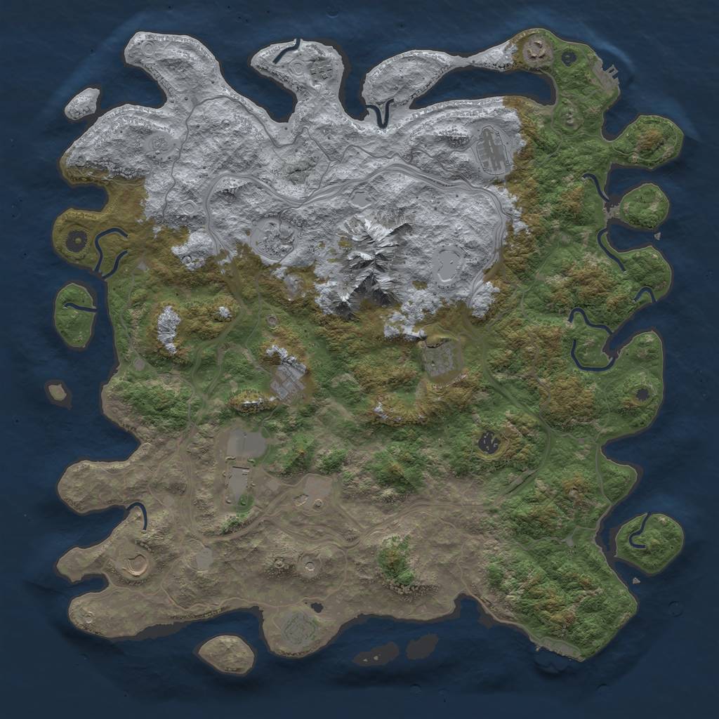 Rust Map: Procedural Map, Size: 5000, Seed: 63724143, 20 Monuments