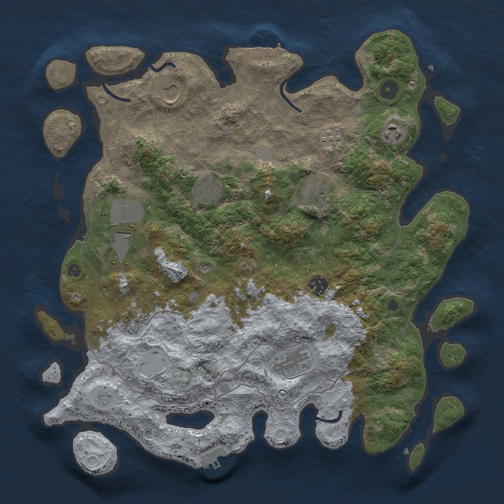 Rust Map: Procedural Map, Size: 4000, Seed: 928762758, 18 Monuments