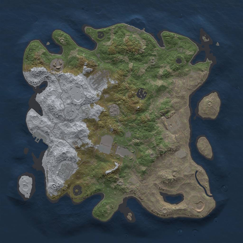 Rust Map: Procedural Map, Size: 3500, Seed: 835881630, 15 Monuments