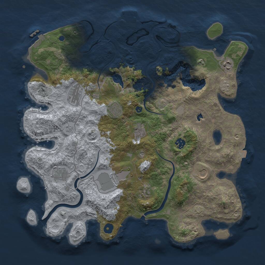 Rust Map: Procedural Map, Size: 4000, Seed: 314489417, 16 Monuments