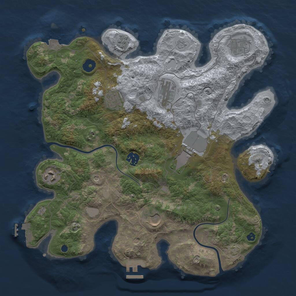 Rust Map: Procedural Map, Size: 3500, Seed: 51322, 14 Monuments