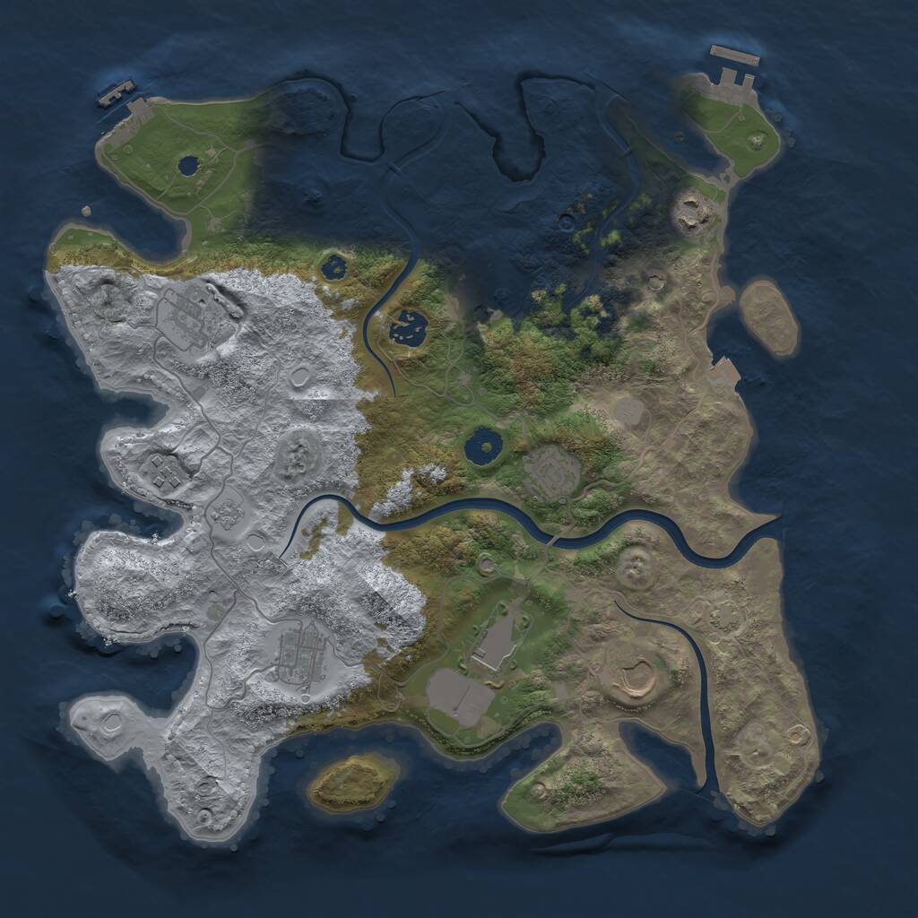 Rust Map: Procedural Map, Size: 3750, Seed: 2107892935, 15 Monuments
