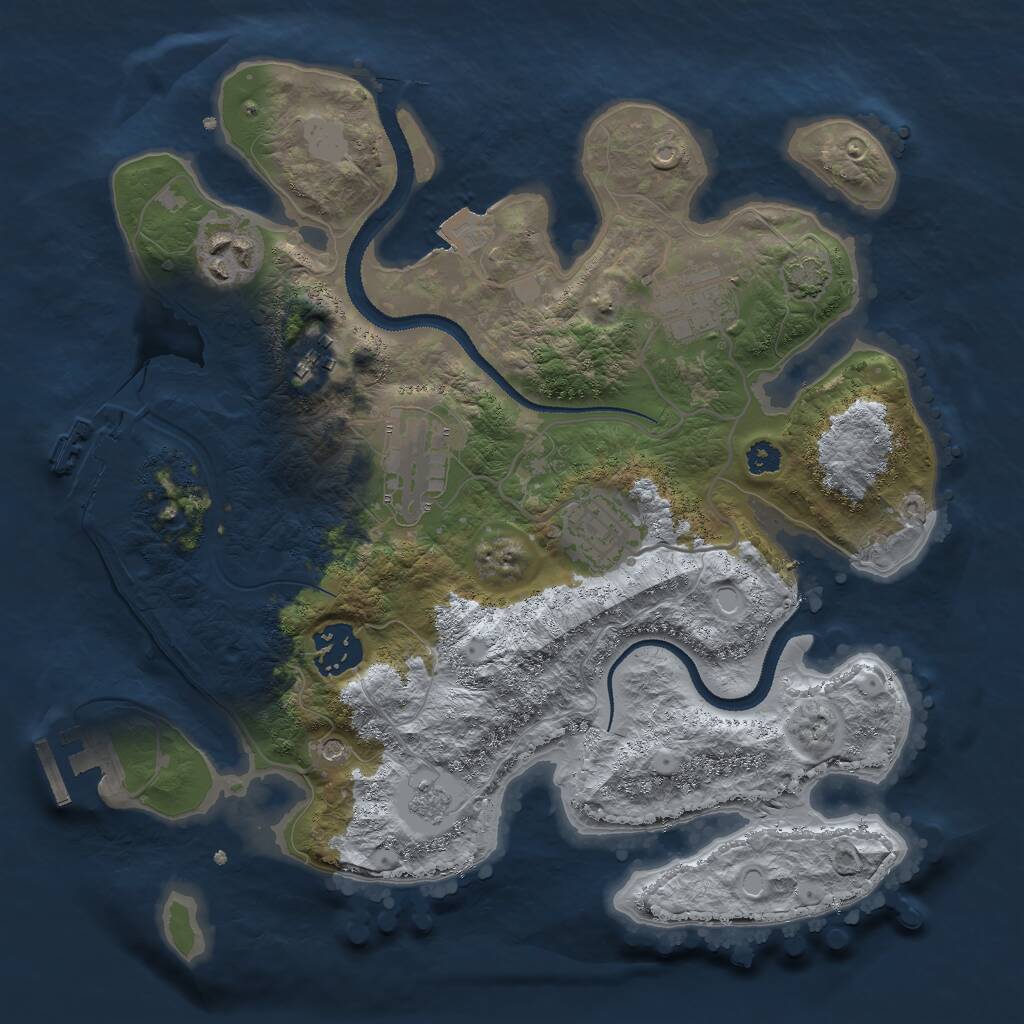 Rust Map: Procedural Map, Size: 3000, Seed: 279240350, 12 Monuments