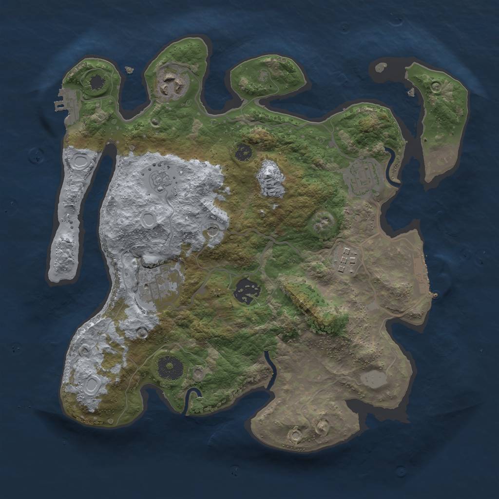Rust Map: Procedural Map, Size: 3000, Seed: 4251, 14 Monuments