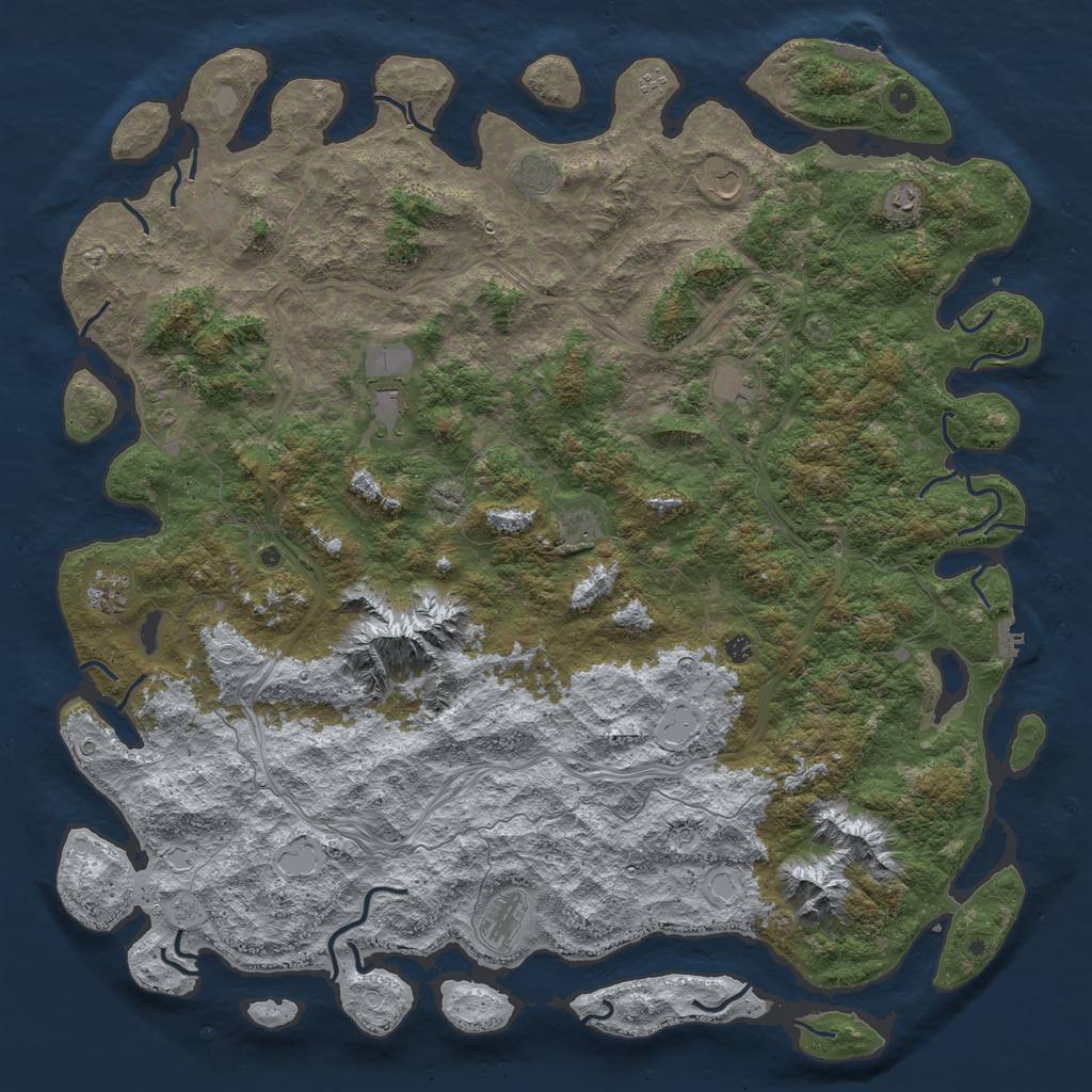 Rust Map: Procedural Map, Size: 6000, Seed: 77777777, 20 Monuments