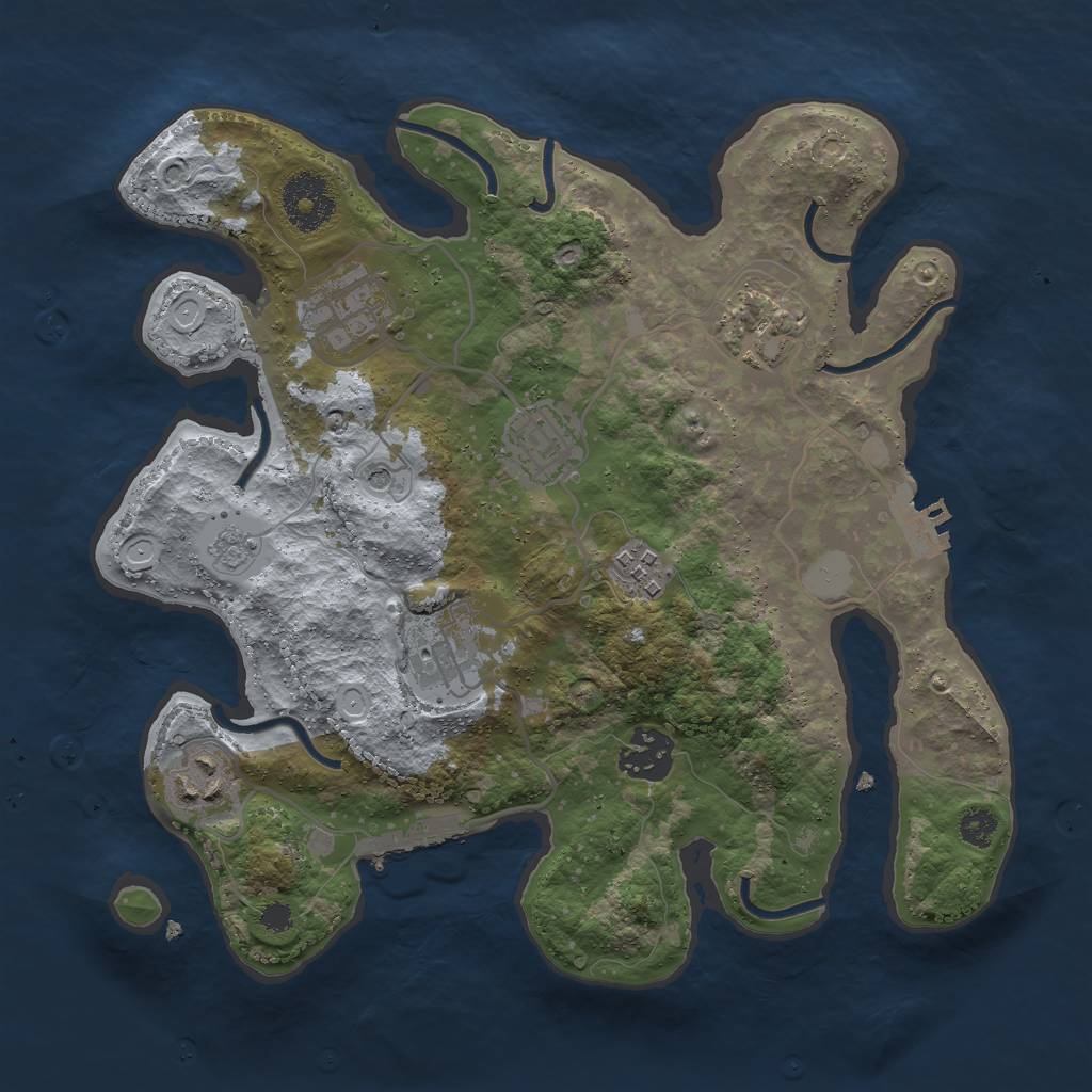 Rust Map: Procedural Map, Size: 3000, Seed: 217383281, 16 Monuments