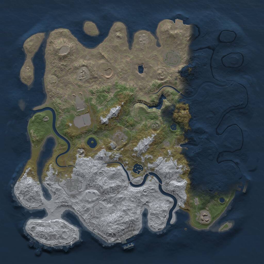 Rust Map: Procedural Map, Size: 4000, Seed: 645663471, 14 Monuments