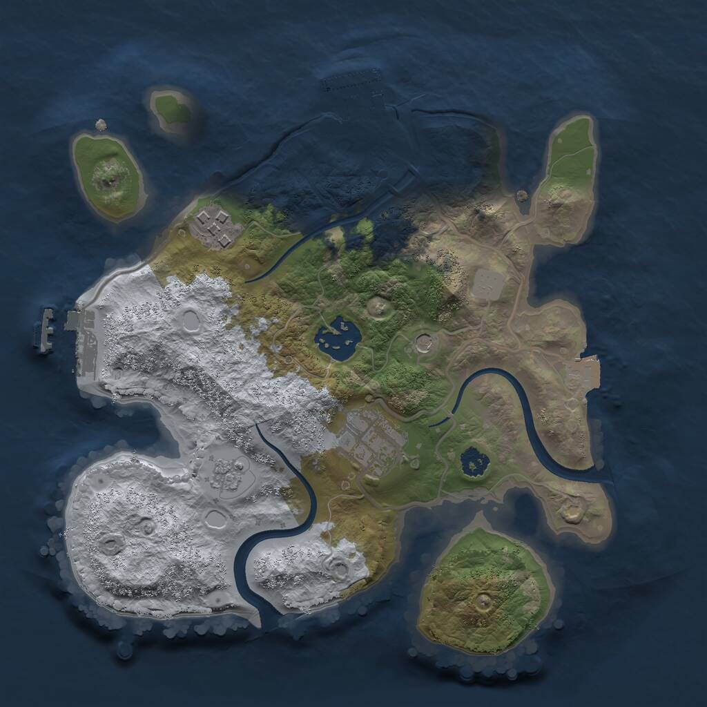 Rust Map: Procedural Map, Size: 2500, Seed: 213788007, 8 Monuments