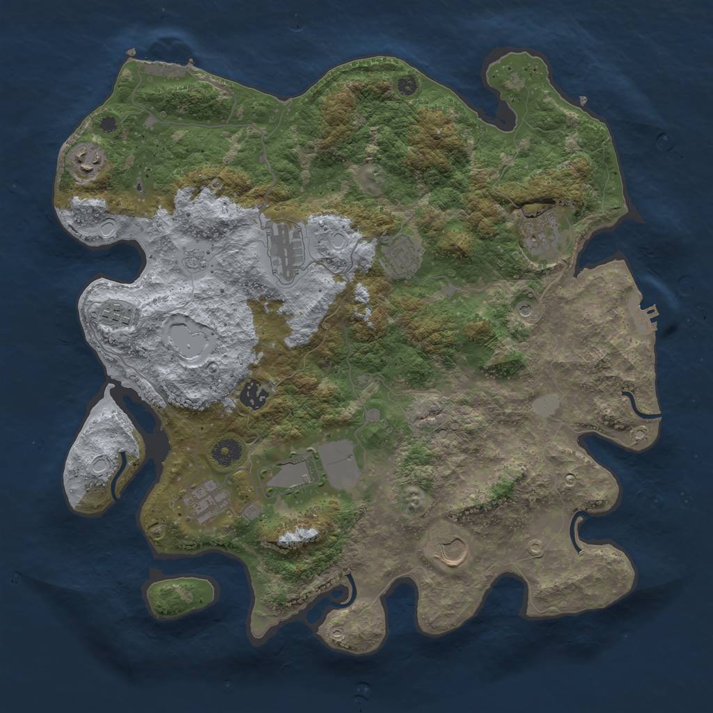 Rust Map: Procedural Map, Size: 3800, Seed: 306588169, 16 Monuments