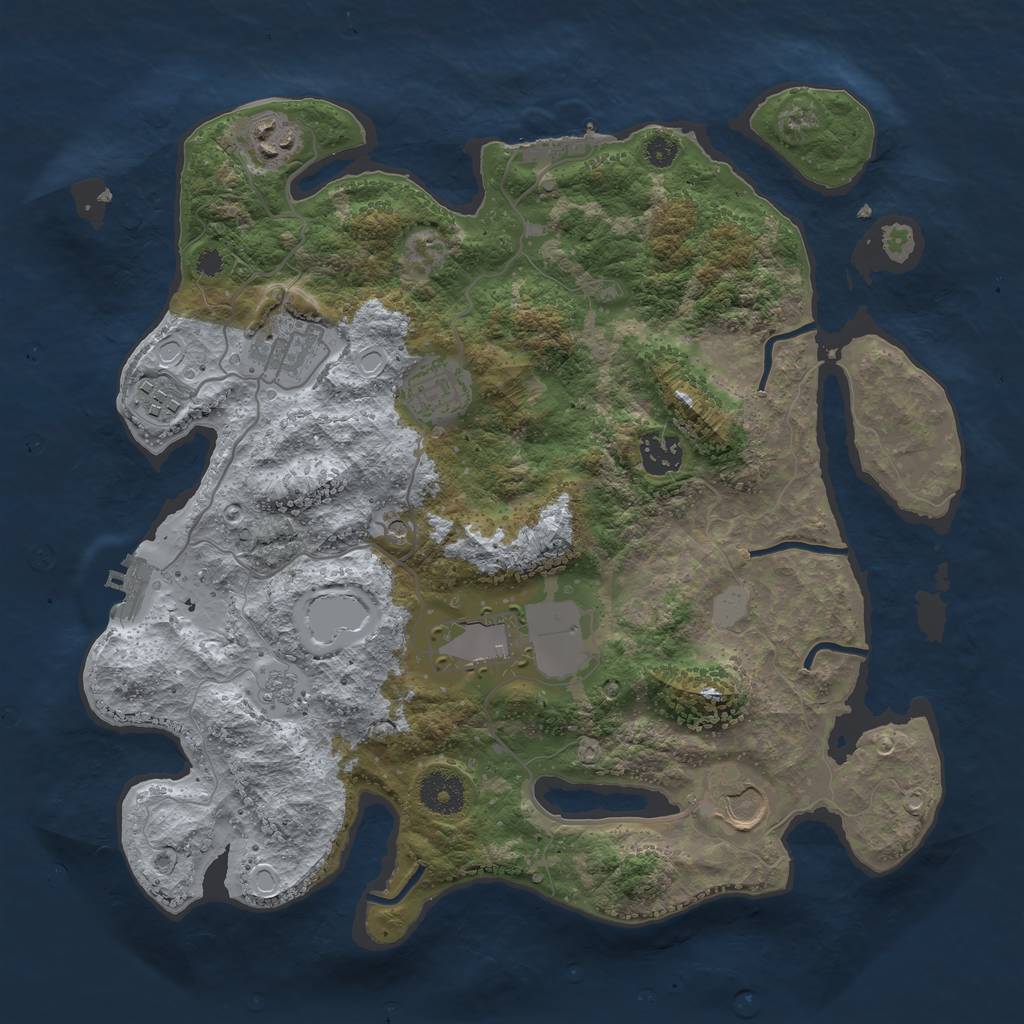 Rust Map: Procedural Map, Size: 3500, Seed: 1755347231, 16 Monuments