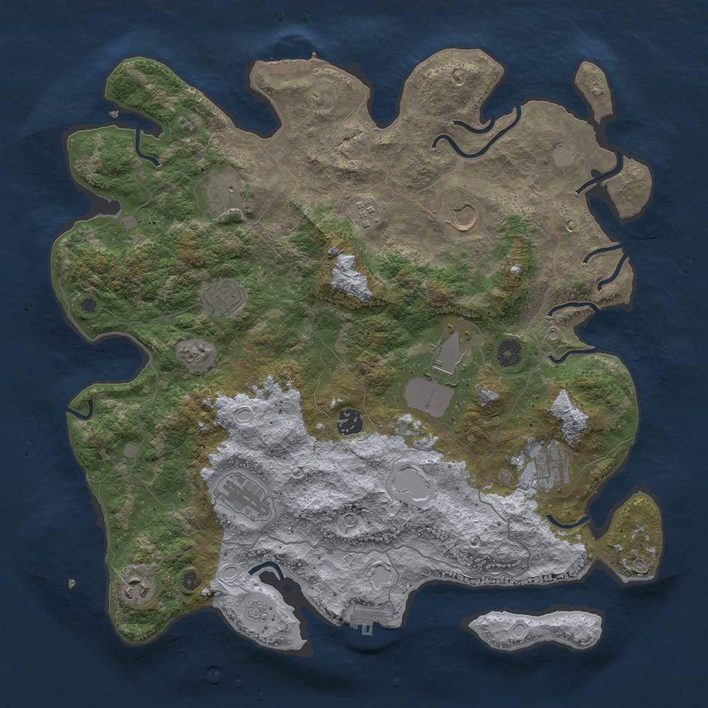 Rust Map: Procedural Map, Size: 4000, Seed: 23871337, 18 Monuments