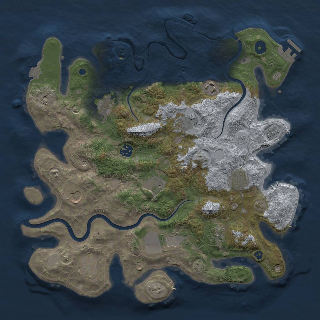 Rust Map: Procedural Map, Size: 3800, Seed: 5928632, 17 Monuments