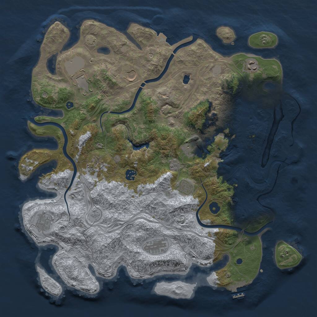 Rust Map: Procedural Map, Size: 4250, Seed: 1376412529, 16 Monuments