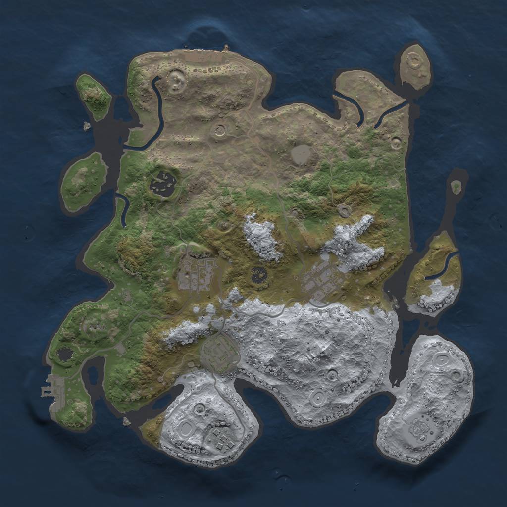 Rust Map: Procedural Map, Size: 3000, Seed: 1085247494, 14 Monuments