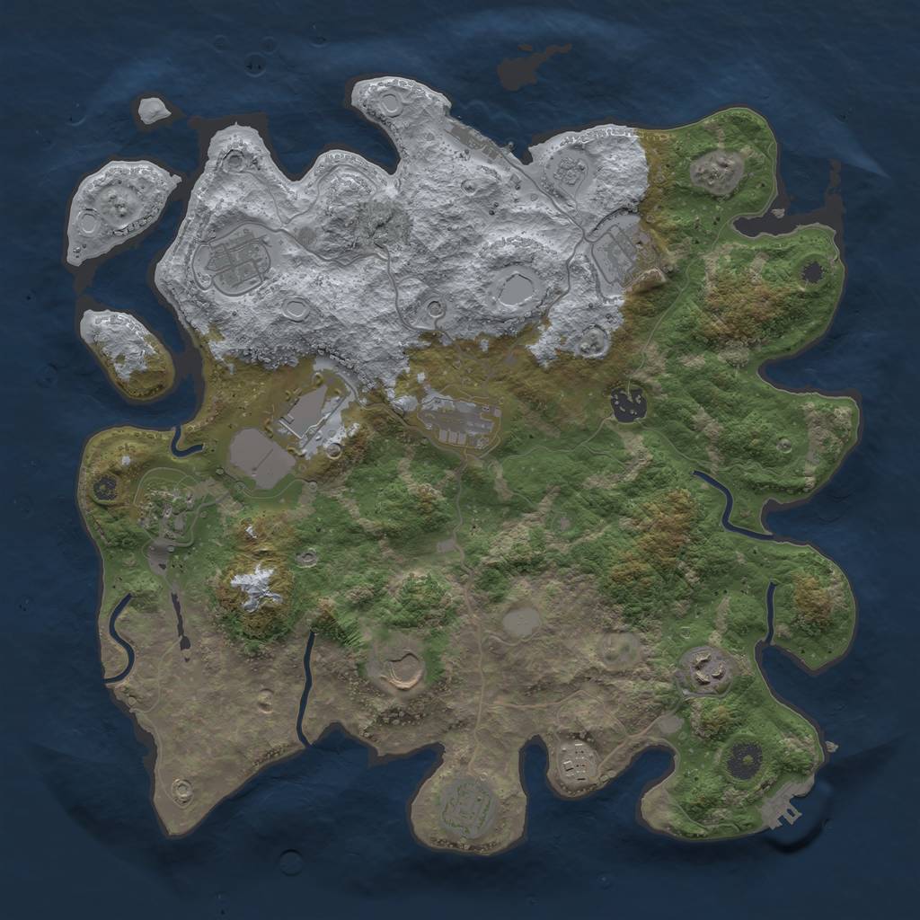 Rust Map: Procedural Map, Size: 3800, Seed: 1860200060, 19 Monuments