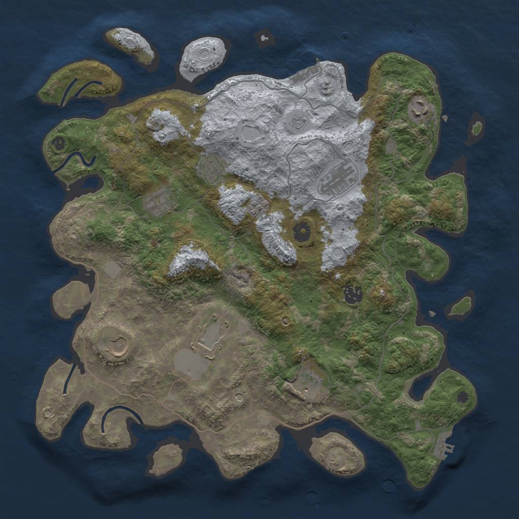Rust Map: Procedural Map, Size: 4000, Seed: 1333445582, 16 Monuments