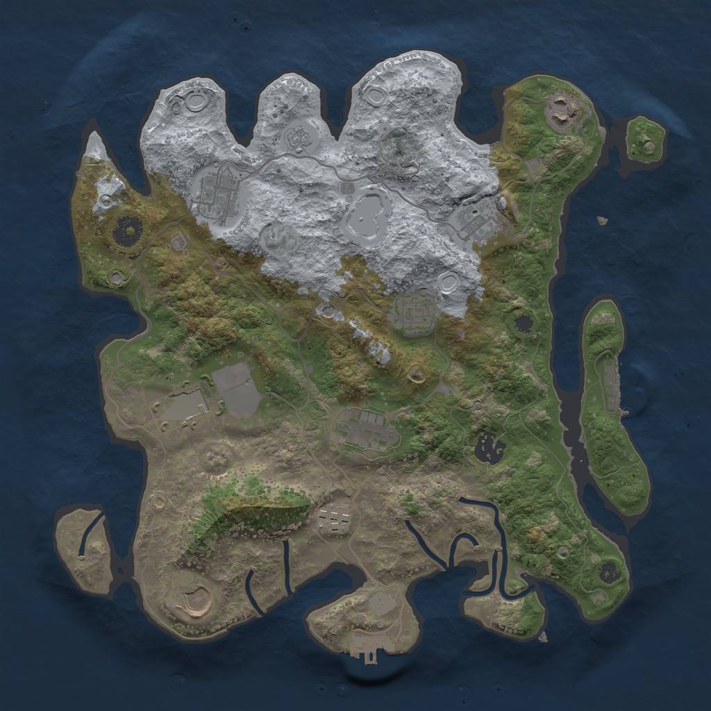 Rust Map: Procedural Map, Size: 3500, Seed: 44536, 16 Monuments