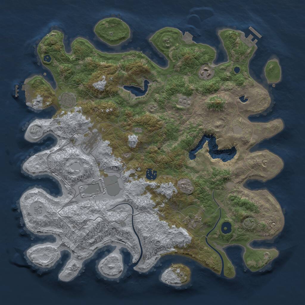 Rust Map: Procedural Map, Size: 4000, Seed: 191651891, 13 Monuments