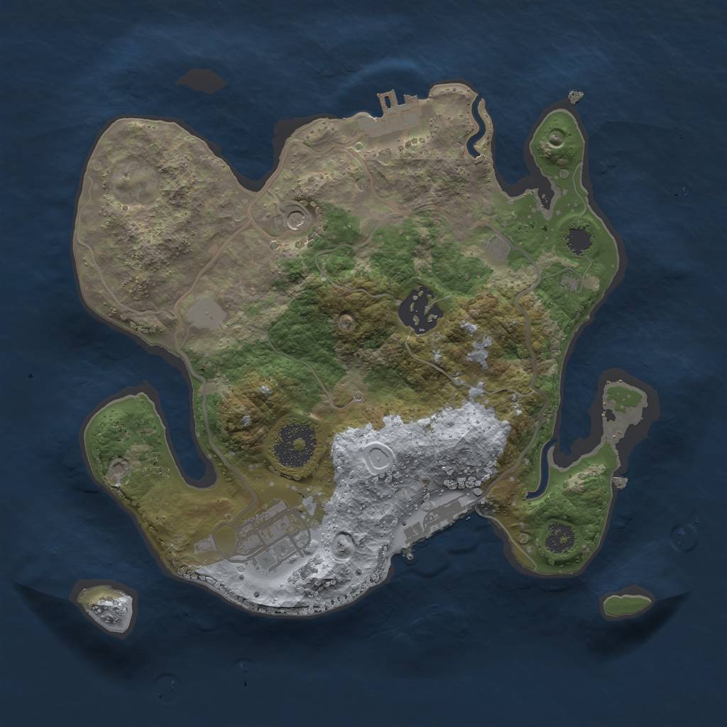 Rust Map: Procedural Map, Size: 2500, Seed: 1123897074, 10 Monuments