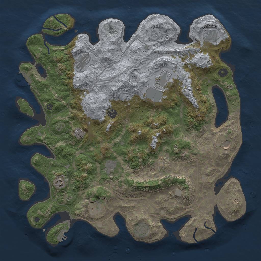 Rust Map: Procedural Map, Size: 4250, Seed: 690050479, 20 Monuments