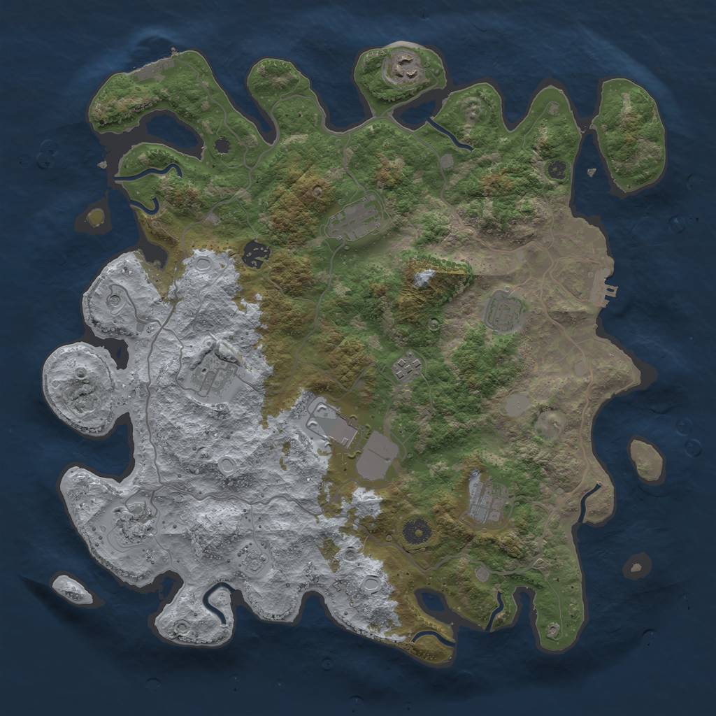 Rust Map: Procedural Map, Size: 4000, Seed: 110357507, 18 Monuments