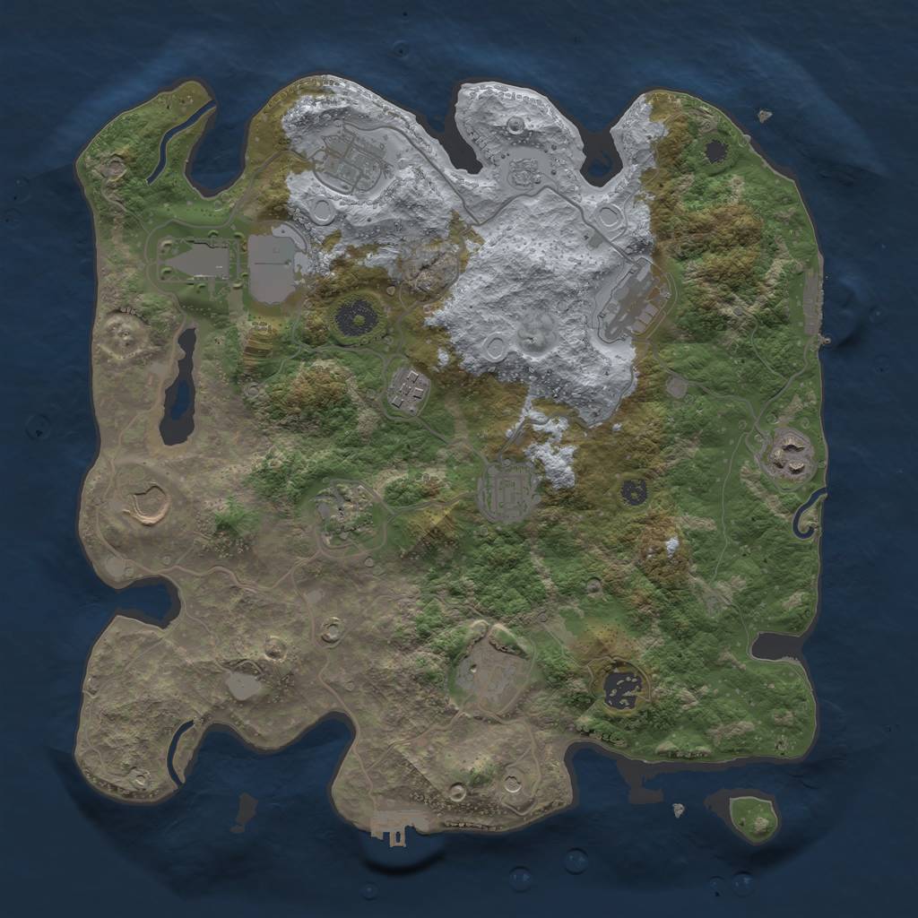 Rust Map: Procedural Map, Size: 3500, Seed: 1848835761, 19 Monuments