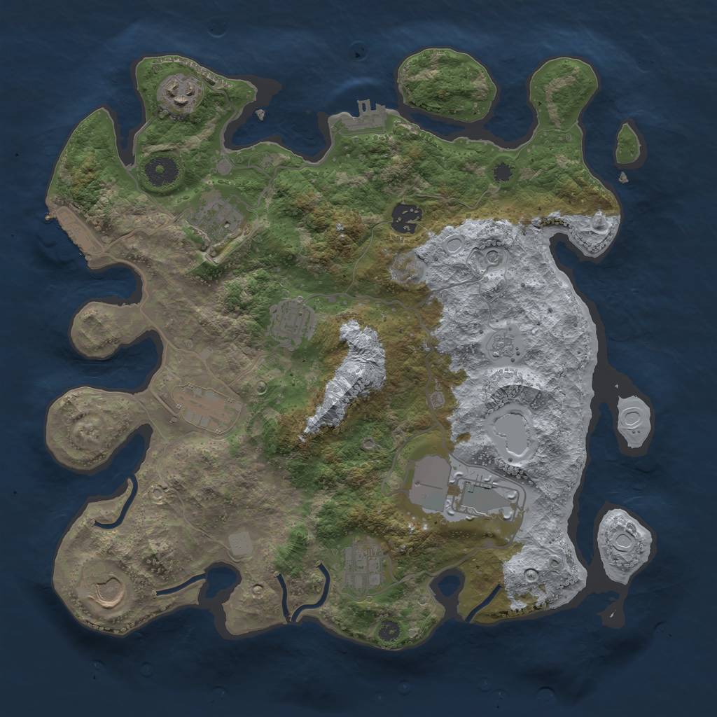 Rust Map: Procedural Map, Size: 3500, Seed: 1245238773, 17 Monuments