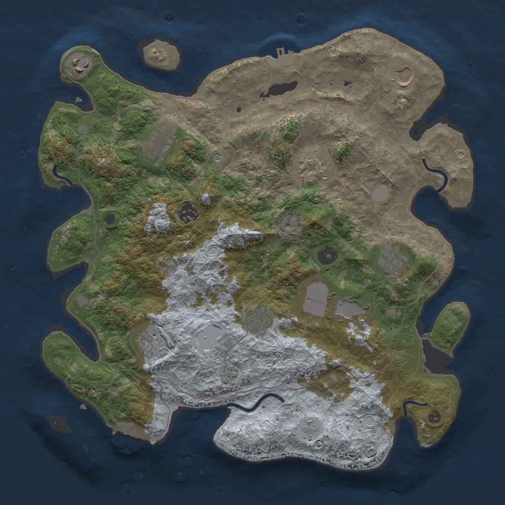Rust Map: Procedural Map, Size: 4000, Seed: 344142336, 19 Monuments