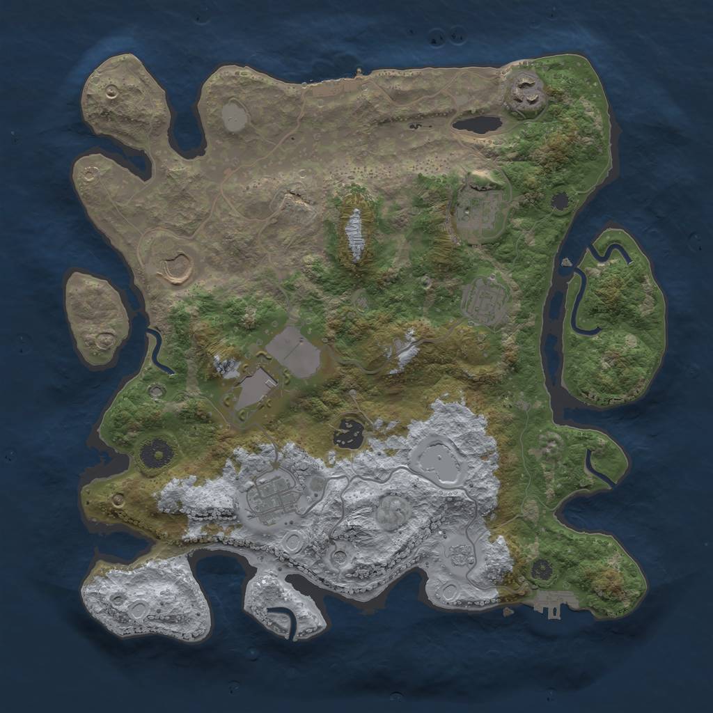 Rust Map: Procedural Map, Size: 3500, Seed: 1670561128, 16 Monuments