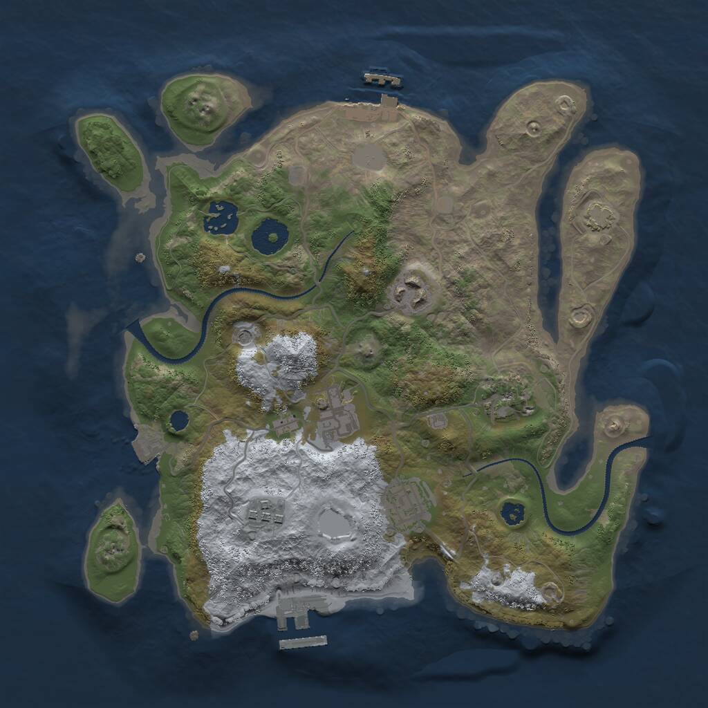 Rust Map: Procedural Map, Size: 3000, Seed: 1992423478, 11 Monuments