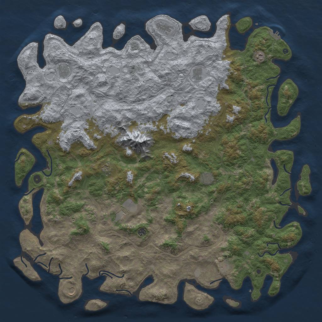 Rust Map: Procedural Map, Size: 6000, Seed: 418321, 19 Monuments