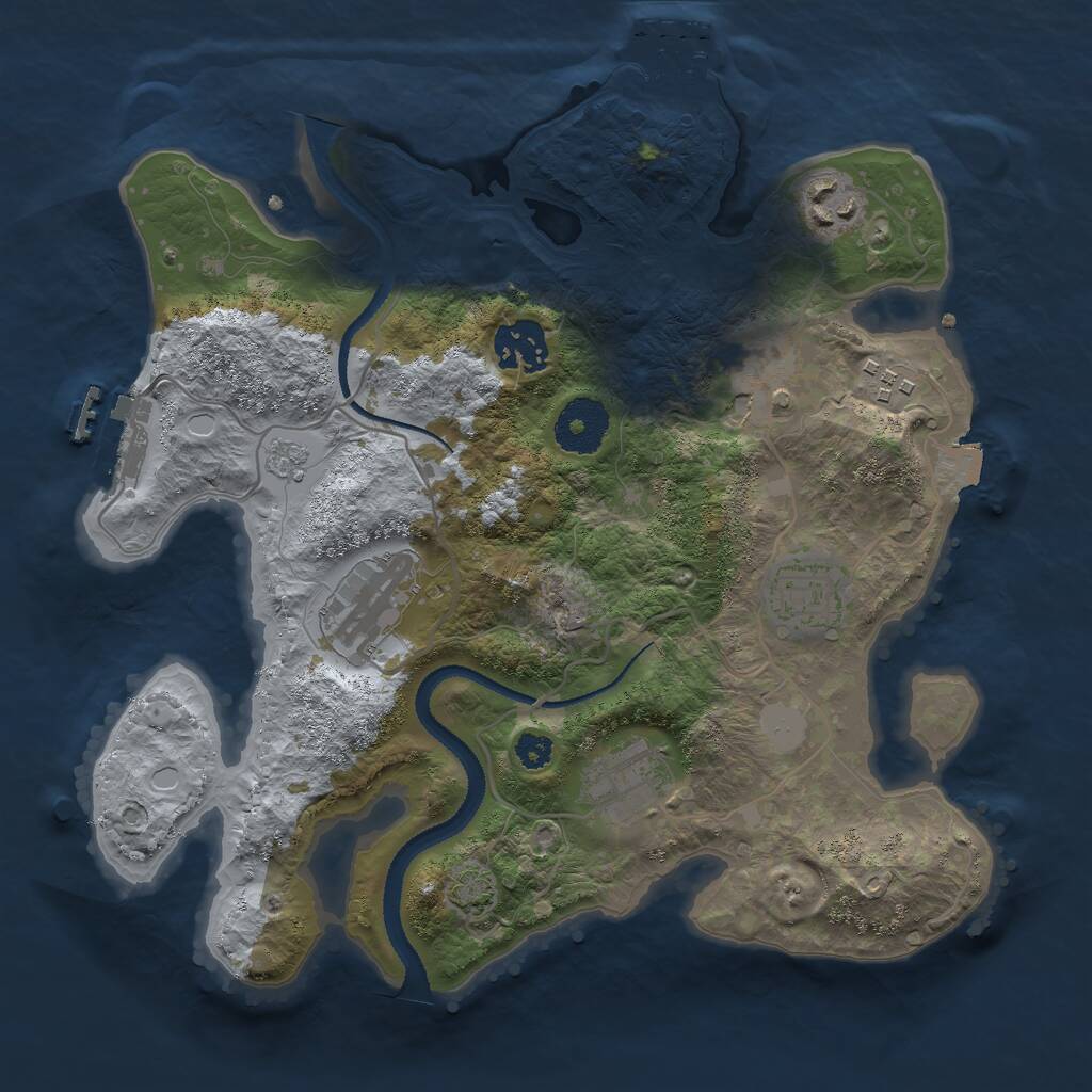 Rust Map: Procedural Map, Size: 3000, Seed: 2452347, 12 Monuments