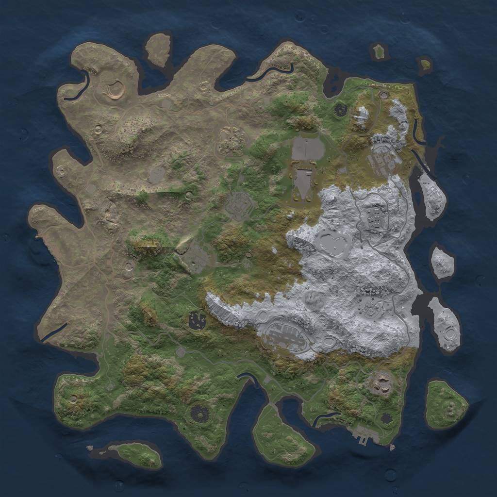 Rust Map: Procedural Map, Size: 4000, Seed: 1831943389, 19 Monuments