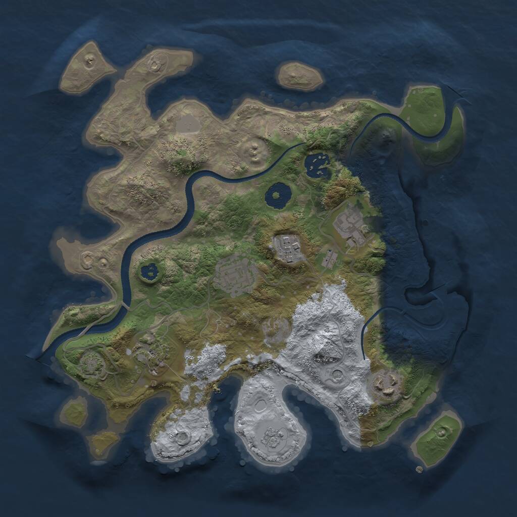 Rust Map: Procedural Map, Size: 3000, Seed: 2319857, 10 Monuments