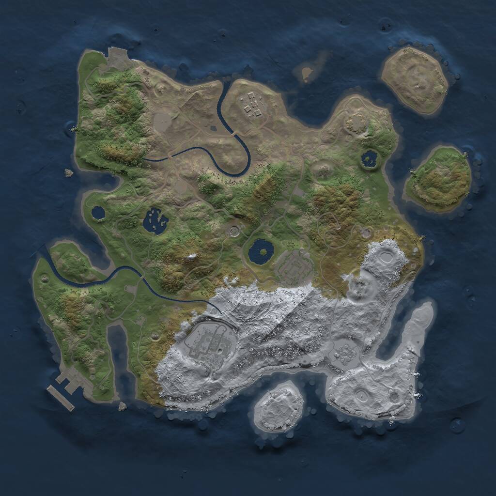 Rust Map: Procedural Map, Size: 3000, Seed: 7799455, 9 Monuments