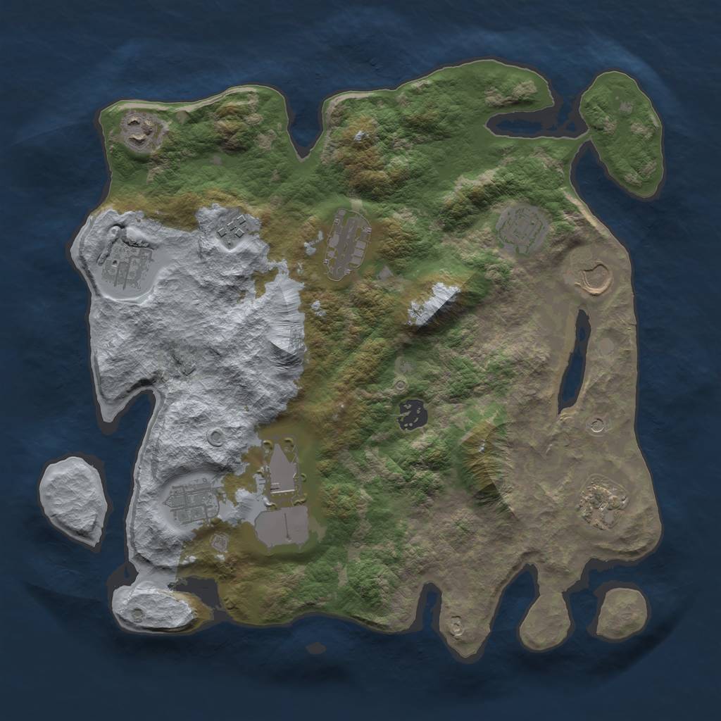 Rust Map: Barren, Size: 3500, Seed: 186519184, 13 Monuments
