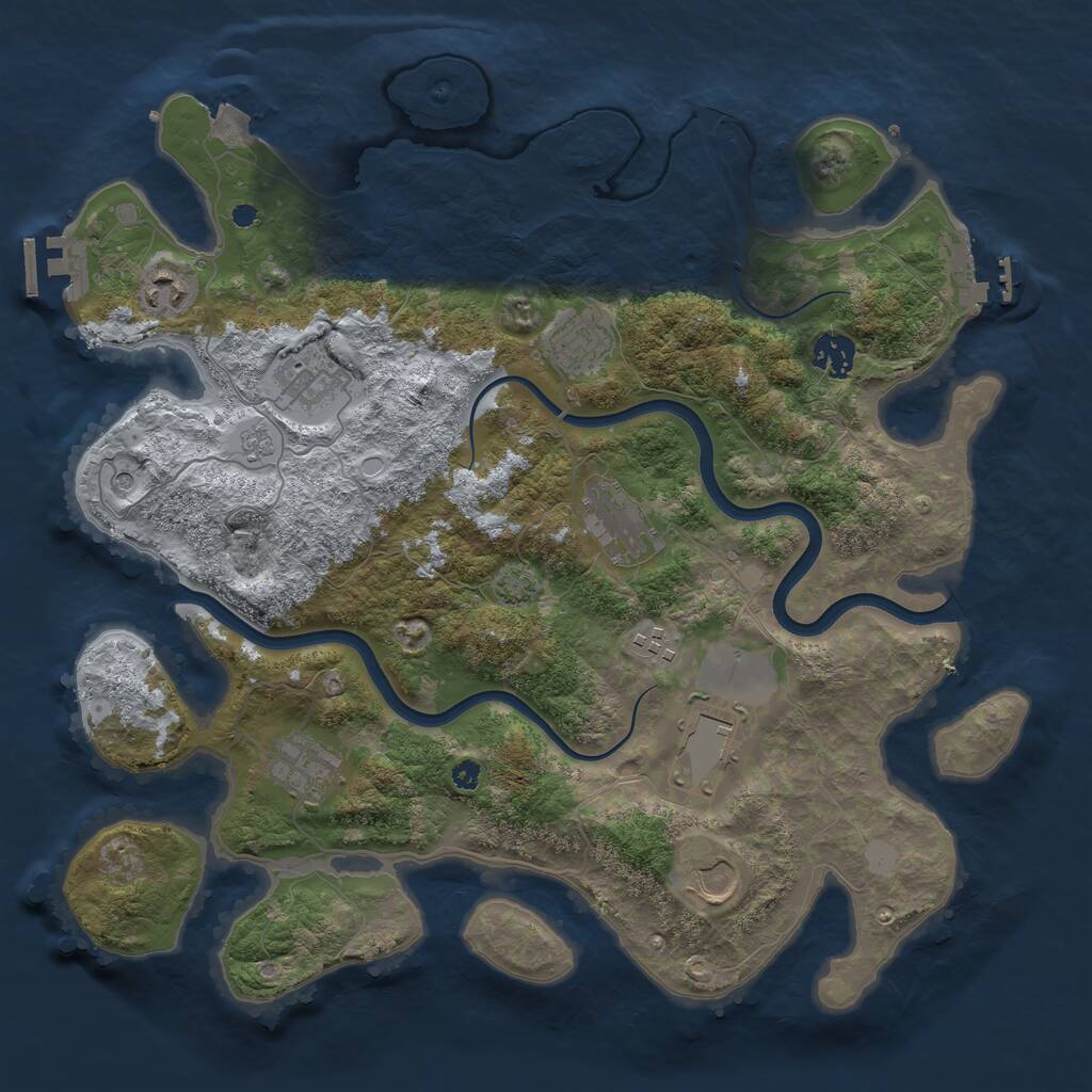 Rust Map: Procedural Map, Size: 3750, Seed: 3424234, 15 Monuments