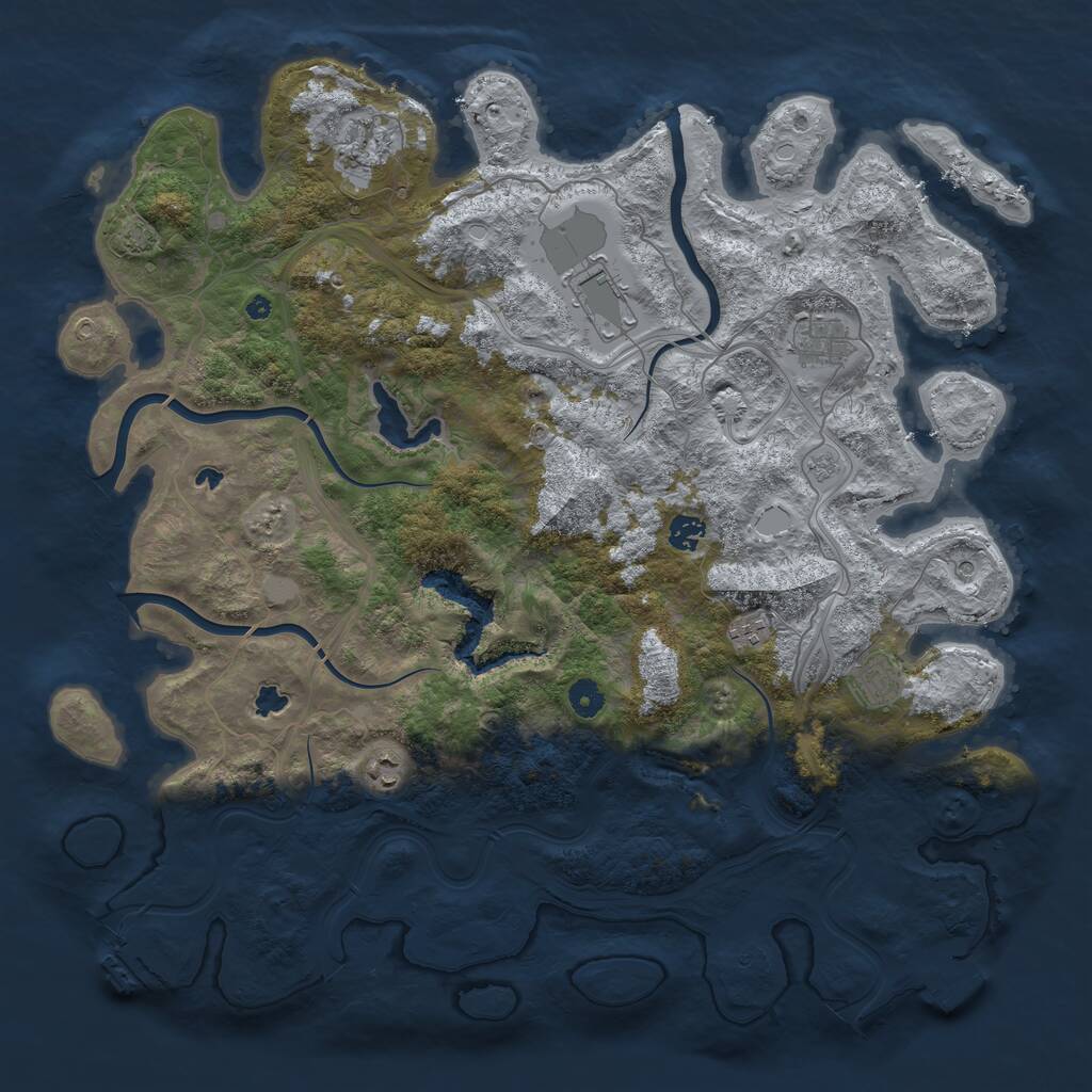 Rust Map: Procedural Map, Size: 4500, Seed: 1151017895, 13 Monuments