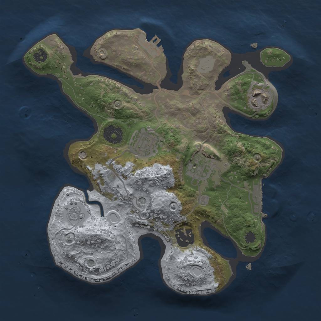 Rust Map: Procedural Map, Size: 2500, Seed: 4122, 13 Monuments